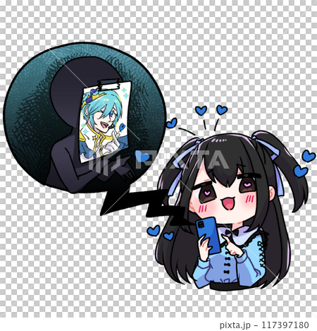 SNSで知らない相手と恋愛する女の子 117397180