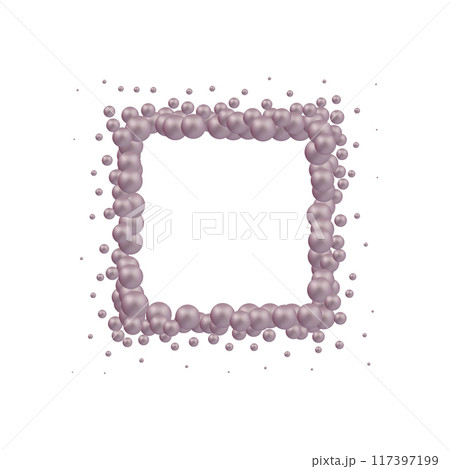Abstract pattern with glass color balls or precious pearls. Glossy realistic ball. 3d vector illustration. Photo frame. Eps 10 117397199