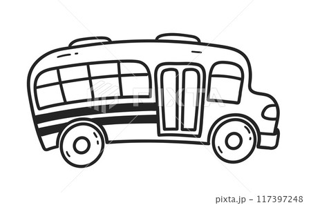 Line art vector illustration of school bus 117397248
