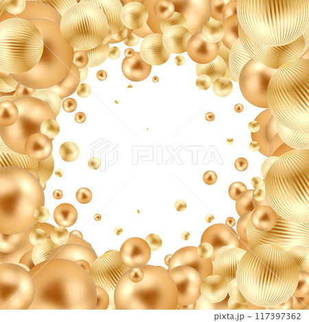 Pearl photo frame. Gold balls. Decor element. Eps 10 117397362