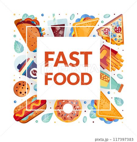 Fresh Fast Food and Drink Banner Vector Template Fresh Fast Food and Drink Banner Vector Template 117397383