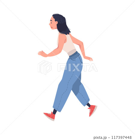 Fire Emergency with Woman Escaping Saving Life when Smoke Vector Illustration 117397448