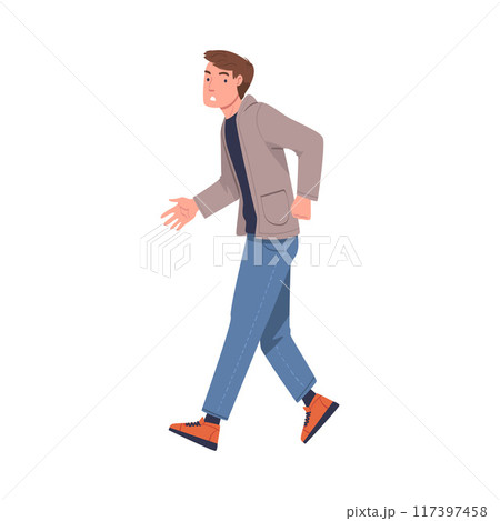 Fire Emergency with Man Escaping Saving Life when Smoke Vector Illustration 117397458