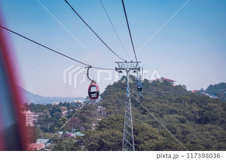 Fresh evergreen energy. Mountains pine forest. Nature background. Vietnam Dalat Amazing atmosphere Fresh evergreen energy. Mountains pine forest. Nature background. Vietnam Dalat Amazing atmosphere 117398036