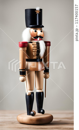 Wooden nutcracker on the table as decoration Wooden nutcracker on the table as decoration 117400157