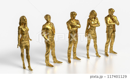 The Gold Business figure on white background 3d rendering. The Gold Business figure on white background 3d rendering. 117401129
