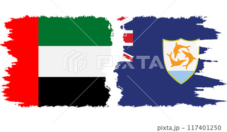 Anguilla and United Arab Emirates grunge flags connection vector Anguilla and United Arab Emirates grunge flags connection vector 117401250