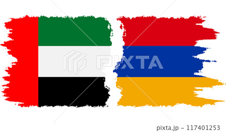 Armenia and United Arab Emirates grunge flags connection vector 117401253