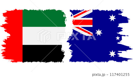 Australia and United Arab Emirates grunge flags connection vector 117401255