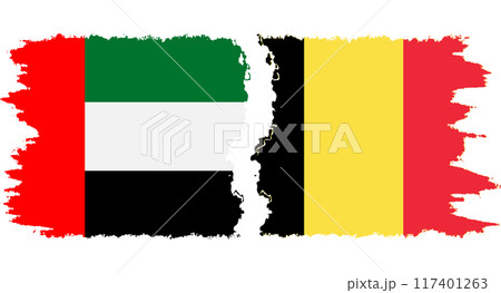 Belgium and United Arab Emirates grunge flags connection vector Belgium and United Arab Emirates grunge flags connection vector 117401263