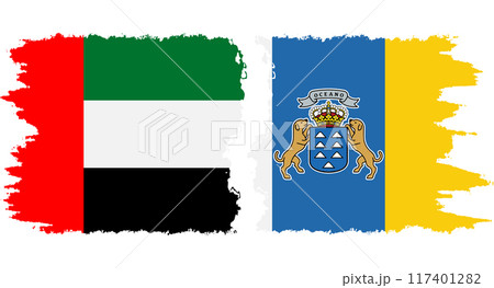 Canary Islands and United Arab Emirates grunge flags connection vector Canary Islands and United Arab Emirates grunge flags connection vector 117401282