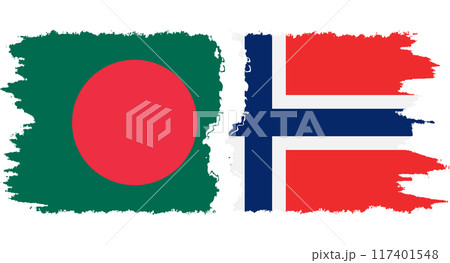 Norway and Bangladesh grunge flags connection vector 117401548