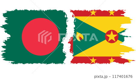 Grenada and Bangladesh grunge flags connection vector 117401676