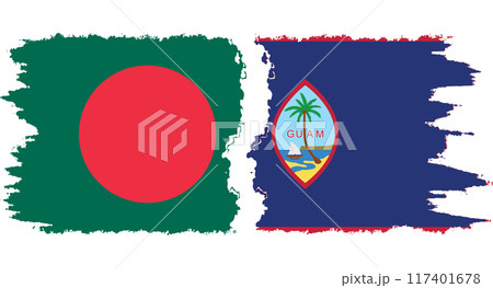 Guam and Bangladesh grunge flags connection vector Guam and Bangladesh grunge flags connection vector 117401678