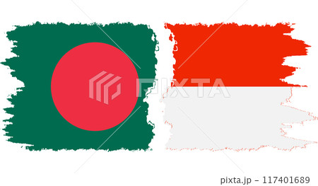 Indonesia and Bangladesh grunge flags connection vector 117401689