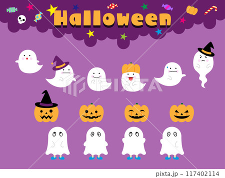 ハロウィンに最適！かわいい表情のおばけ達その4 117402114