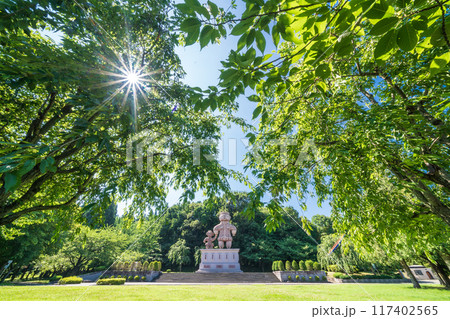 「青森県」夏・ 新緑の八戸公園の風景　八戸市 117402565