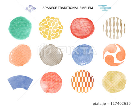 和柄と水彩テクスチャセット 117402639