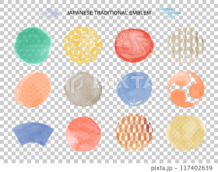 日本圖案與水彩紋理集 117402639