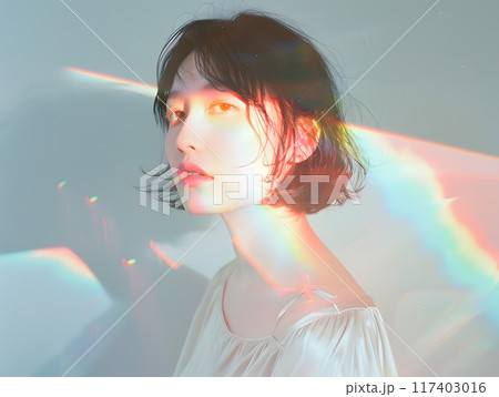 光を纏う美しいアジア人女性のイラスト素材 [117403016] - PIXTA