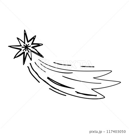手書きの流れ星イラスト 117403050
