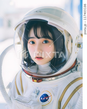宇宙を夢見る、果敢なアジア人女性 117403186