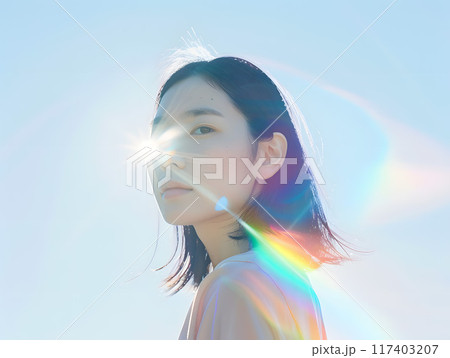 光を纏う美しいアジア人女性 117403207