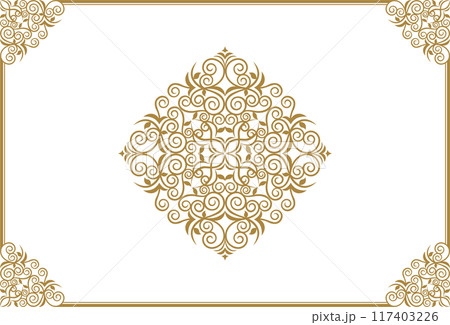 クラシックでエレガントでゴージャスな飾り枠　フレーム　金赤 117403226