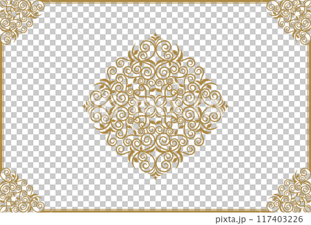 クラシックでエレガントでゴージャスな飾り枠　フレーム　金赤 117403226