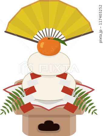 鏡餅　扇子付き 117403252