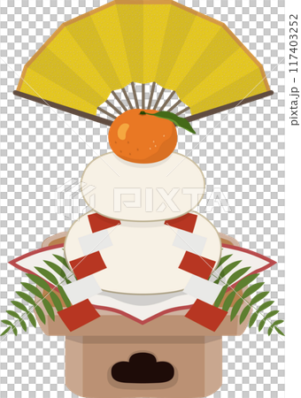 鏡餅　扇子付き 117403252