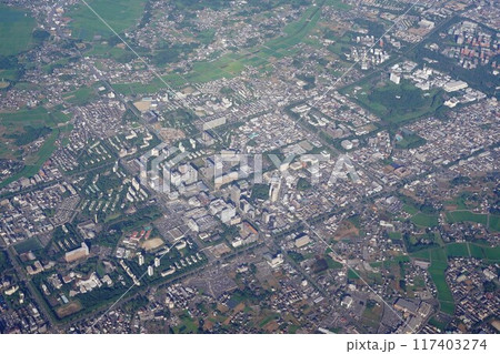 【空撮】つくばエクスプレス終着駅　つくば駅周辺 117403274