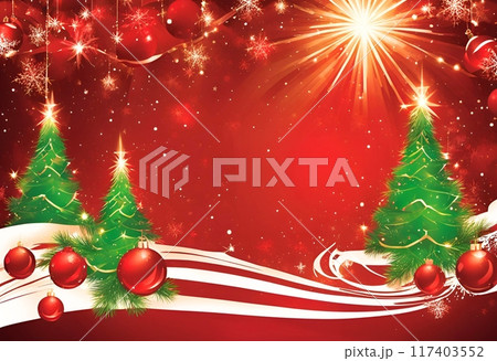 赤を基調にしたカラフルなクリスマスのイラスト背景 117403552