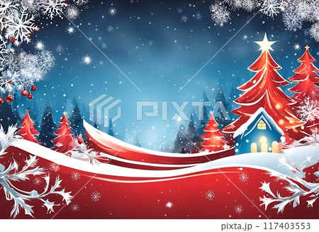 華やかでカラフルなクリスマスのイラスト背景 117403553