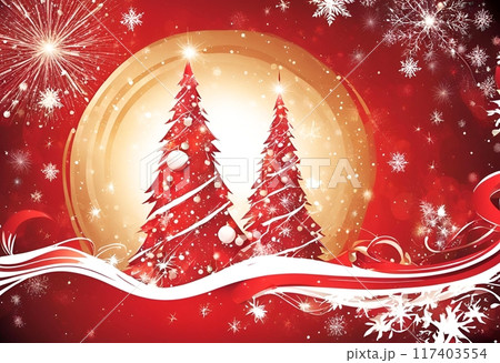 華やかでカラフルなクリスマスのイラスト背景 117403554