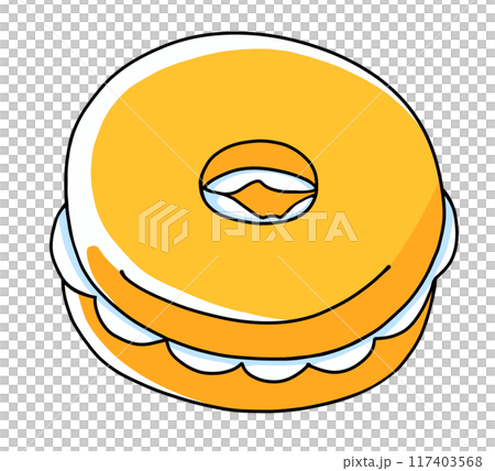 ゆるめシンプルクリームサンドドーナツ　ベタ塗り 117403568