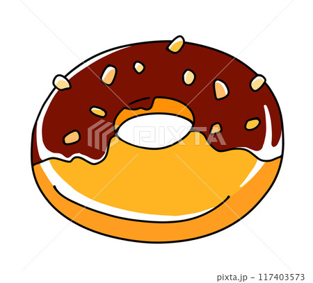 ゆるめシンプルチョコナッツドーナツ ベタ塗り ゆるめシンプルチョコナッツドーナツ ベタ塗り 117403573