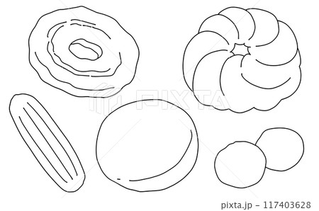 ゆるめシンプルドーナツセット2　線画 117403628