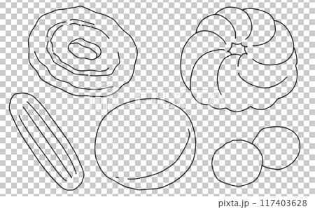 ゆるめシンプルドーナツセット2　線画 117403628