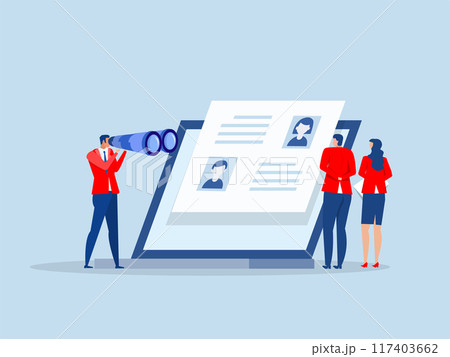 HR Human Resources find people,businessman HR look through binoculars to find candidate people.Searching for candidate concept of recruitment and human resources 117403662