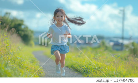 ランニングをする女の子 117404700