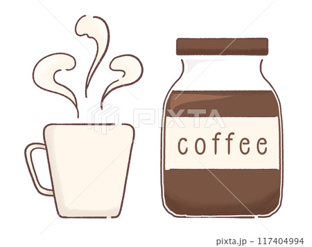 カップに入ったコーヒーのイラスト カップに入ったコーヒーのイラスト 117404994