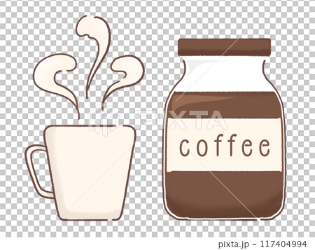 カップに入ったコーヒーのイラスト カップに入ったコーヒーのイラスト 117404994
