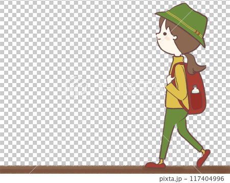 Illustration of a woman climbing a mountain Illustration of a woman climbing a mountain 117404996
