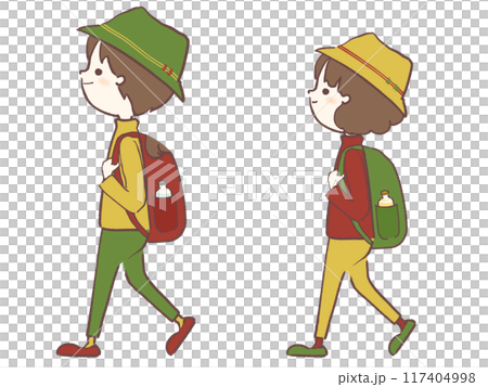 Illustration of a man and woman going mountain climbing 117404998