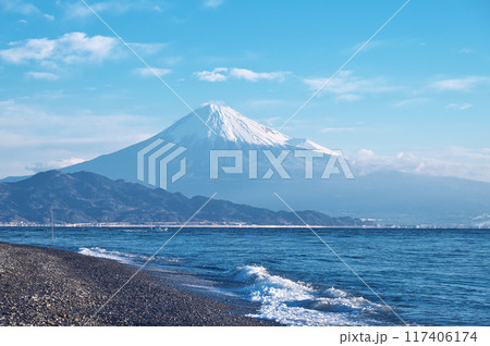 世界遺産 三保の松原から望む富士山 世界遺産 三保の松原から望む富士山 117406174