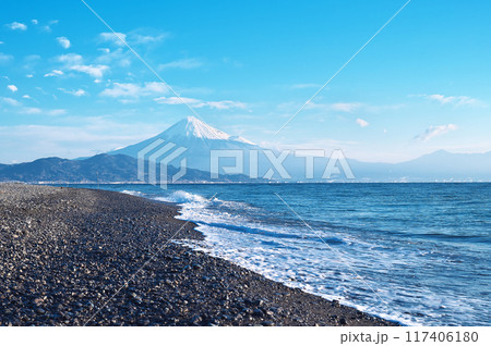 世界遺産 三保の松原から望む富士山 世界遺産 三保の松原から望む富士山 117406180
