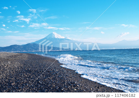 世界遺産 三保の松原から望む富士山 世界遺産 三保の松原から望む富士山 117406182