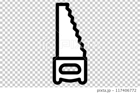 Simple black and white line drawing tool icon, handsaw 117406772