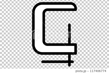 白黒のシンプルな線画の工具アイコン、クランプ 117406774